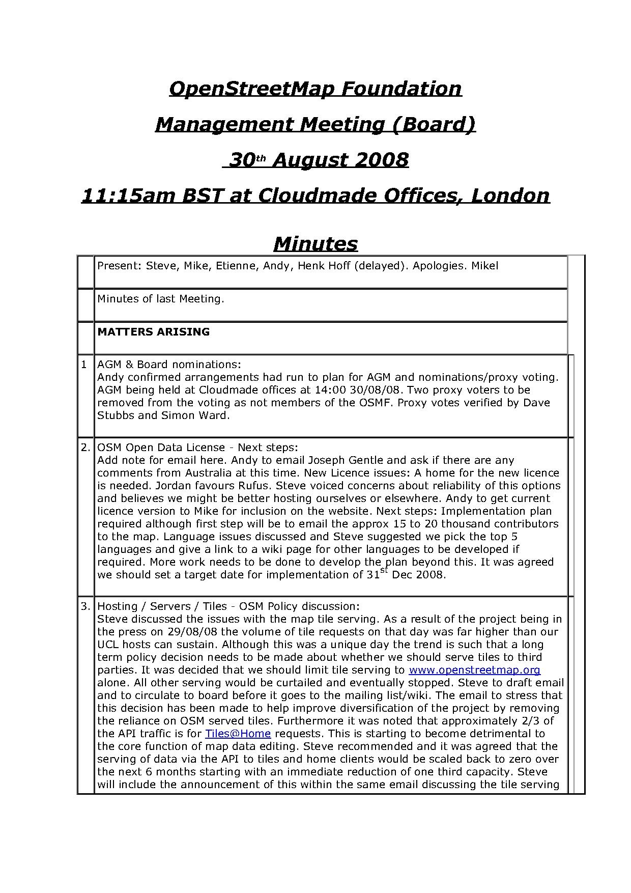 OSMF Board Meeting Minutes 2008-08-30